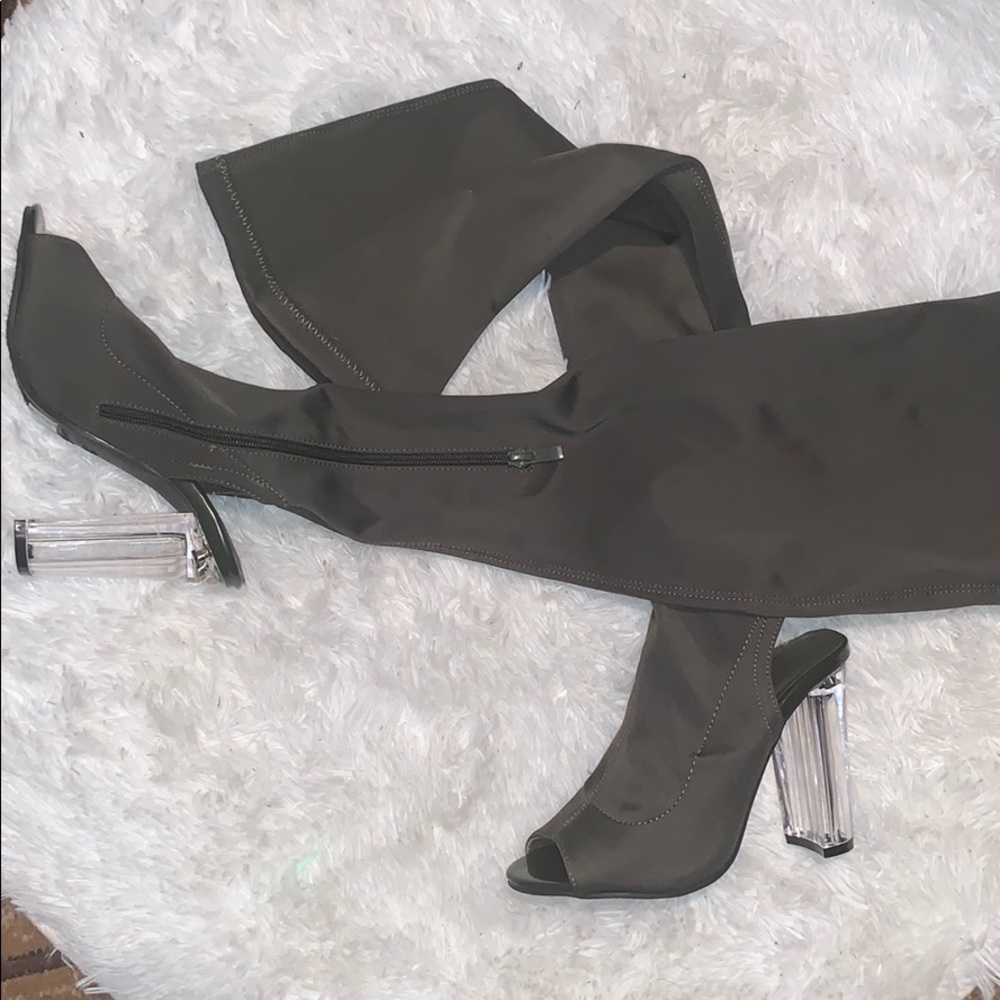 Over The Knee Stretchy Olive Boots